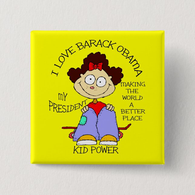 CHAPA CUADRADA AMOR OBAMA DE LOS NIÑOS (Anverso)
