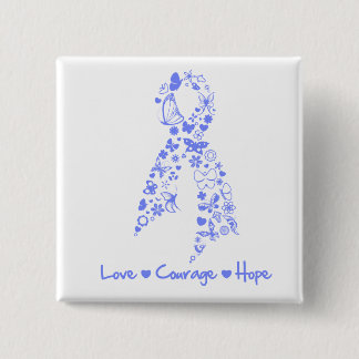 Chapa Cuadrada Amor Valor Esperanza Mariposa - Cáncer Esofágico