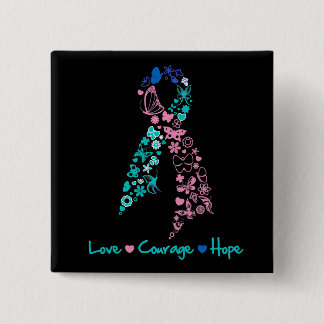 Chapa Cuadrada Amor Valor Esperanza Mariposa - Cáncer tiroideo