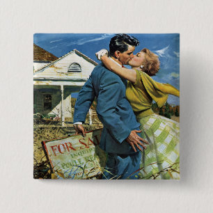 Chapa Cuadrada Amor vintage y romance recién casados compran prim