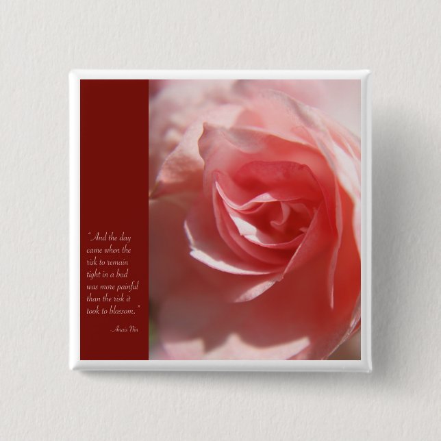 Chapa Cuadrada Anais Nin Quote Button in Pink (Anverso)