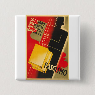 Chapa Cuadrada Anarquista de la guerra civil española/poster raro