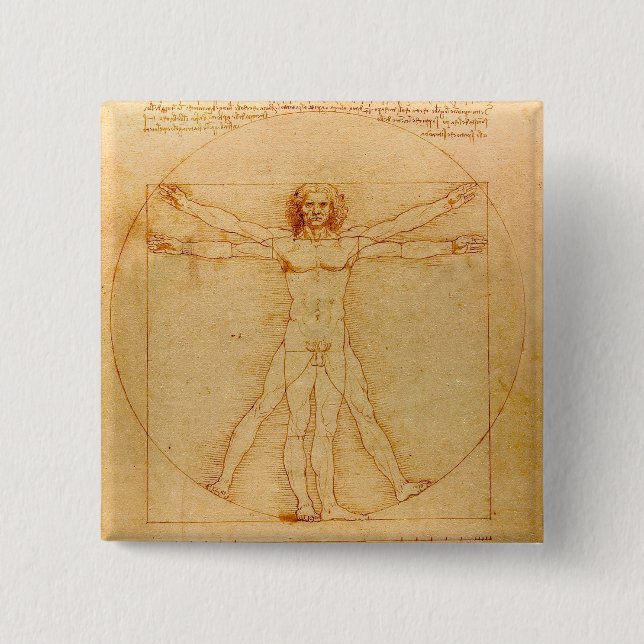 Chapa Cuadrada Anatomía humana, hombre vitruviano de Leonardo da  (Anverso)