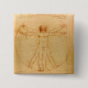Chapa Cuadrada Anatomía humana, hombre vitruviano de Leonardo da