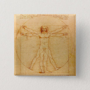 Chapa Cuadrada Anatomía humana, hombre vitruviano de Leonardo da 