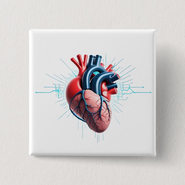 Chapa Cuadrada Anatomical Heart – Artistic Medical Illustration  (Anverso)
