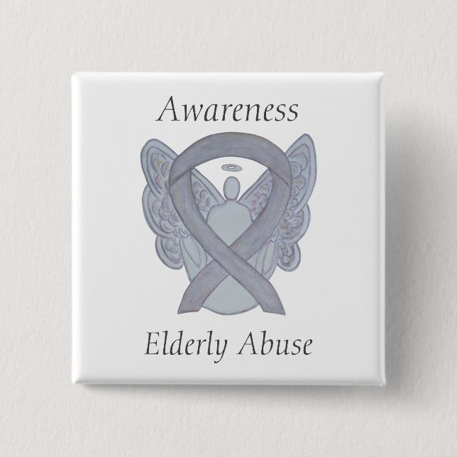 Chapa Cuadrada Ancianos de edad avanzada Concienciación sobre el  (Anverso)