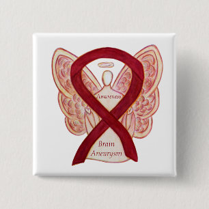 Chapa Cuadrada Aneuralismo cerebral Conciencia Angel Ribbon Art P