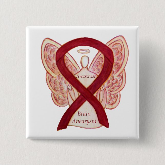 Chapa Cuadrada Aneuralismo cerebral Conciencia Angel Ribbon Art P (Anverso)