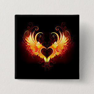 Chapa Cuadrada Angel Fire Heart with Wings