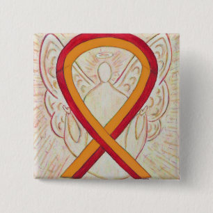 Chapa Cuadrada Ángel Pin de conciencia sobre la cinta roja y Nara