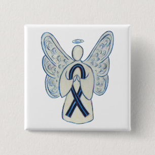 Chapa Cuadrada Ángel Pin de la conciencia de la cinta azul y negr