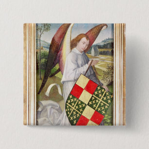 Chapa Cuadrada Ángel que sostiene un escudo