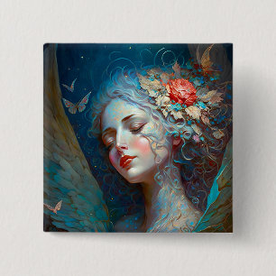 Chapa Cuadrada Ángel Wings Fantasy Art Button