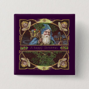 Chapa Cuadrada Ángeles de Santa Victorianos Azul Navidad Arte Ant