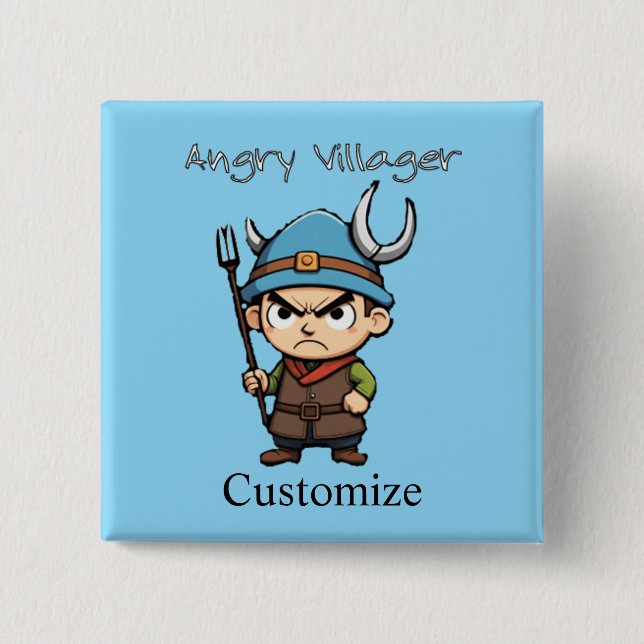 Chapa Cuadrada Angry Villager Pitchfork Thunder_Cove (Anverso)
