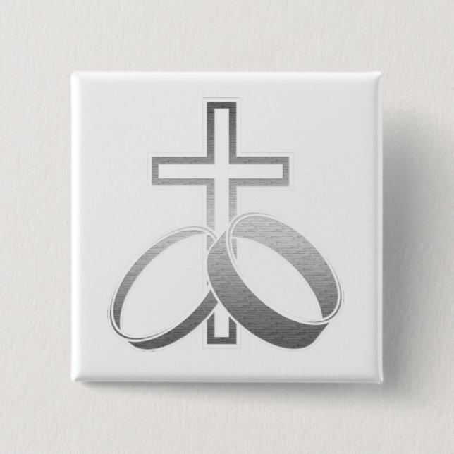 Chapa Cuadrada Anillos de bodas y cruz para casarse y (Anverso)
