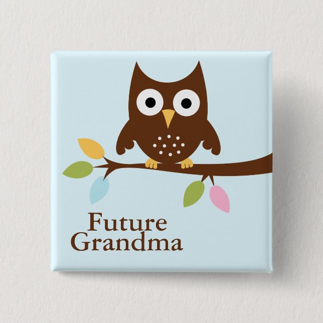 Chapa Cuadrada Animales Baby Shower del arbolado (Anverso)