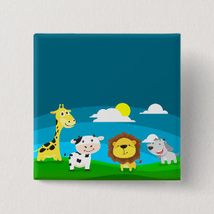 Chapa Cuadrada Animales de dibujos animados      