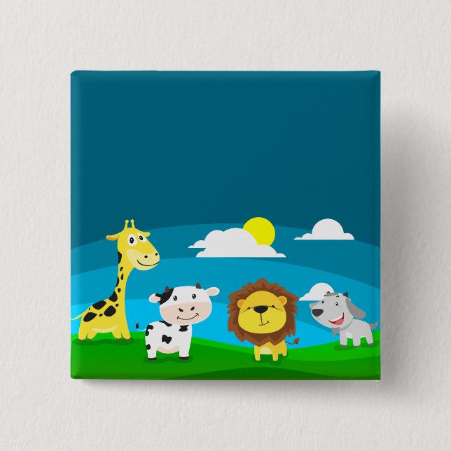 Chapa Cuadrada Animales de dibujos animados       (Anverso)