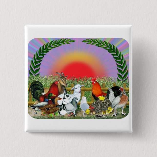 Chapa Cuadrada Animales de granja (Anverso)