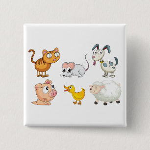 Chapa Cuadrada Animales de granja divertidos y lindos