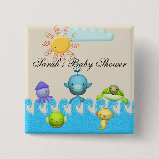 Chapa Cuadrada Animales de mar lindos Baby Shower