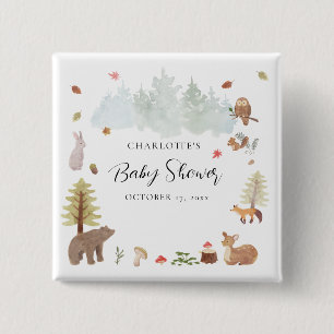 Chapa Cuadrada Animales del Bosque Vida Silvestre Otoño Shower de