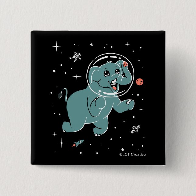 Chapa Cuadrada Animales elefantes en el espacio (Anverso)