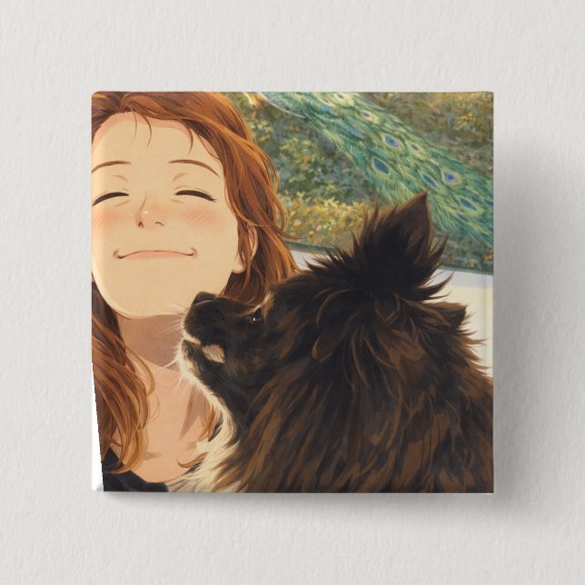 Chapa Cuadrada Anime Playful Puppy Square Button (Anverso)
