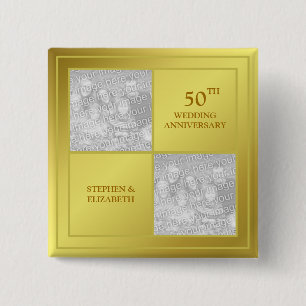 Chapa Cuadrada Aniversario de oro de la foto última y actual