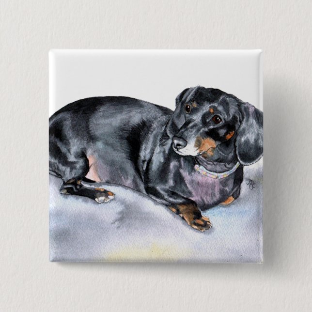 Chapa Cuadrada Annie los botones del Dachshund (Anverso)
