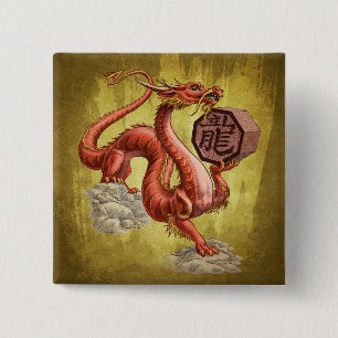 Chapa Cuadrada Año del arte chino del zodiaco del dragón