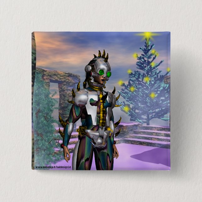 CHAPA CUADRADA AÑO NUEVO DE UN CIBORG DROPADO DEL FUTURO (Anverso)