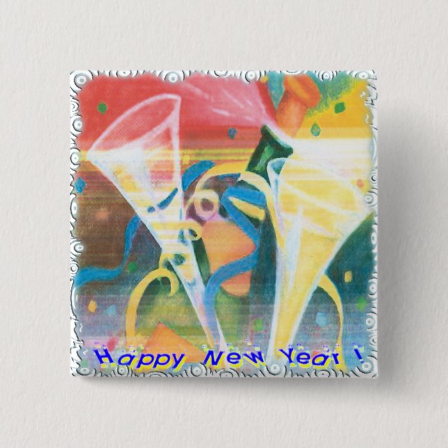 Chapa Cuadrada Año Nuevo pintado (Anverso)