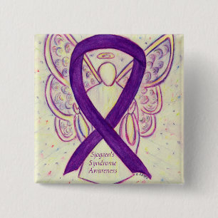 Chapa Cuadrada Ansia de Sjogren Angel Ribbon Art Pin