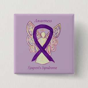 Chapa Cuadrada Ansia de Sjogren Angel Ribbon Art Pin