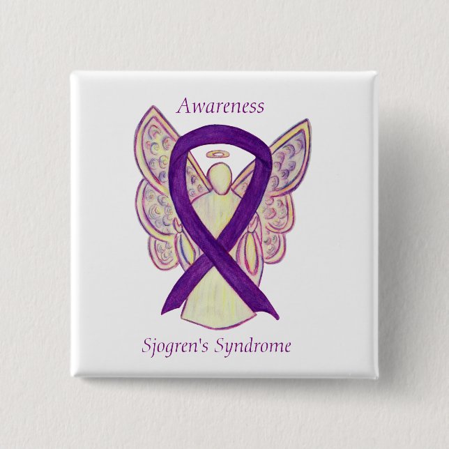 Chapa Cuadrada Ansia de Sjogren Angel Ribbon Art Pin (Anverso)