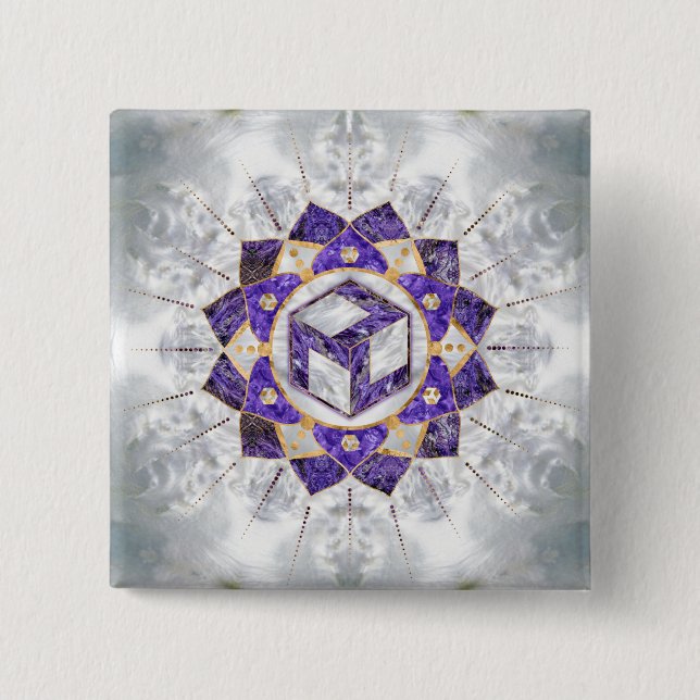 Chapa Cuadrada Antahkarana en Lotus Mandala- Amethyst and Pearl (Anverso)