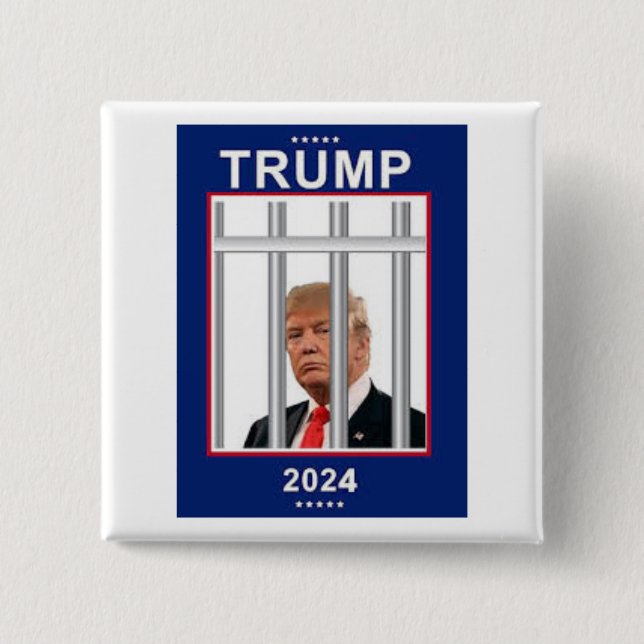 Chapa Cuadrada Anti Donald Trump 2024 Cárcel (Anverso)