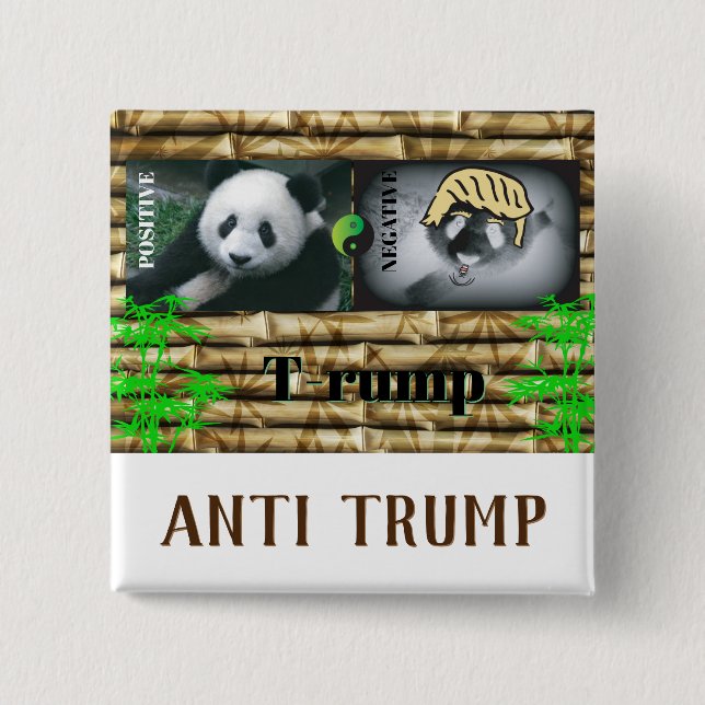 Chapa Cuadrada Anti Trump / panda, (Anverso)