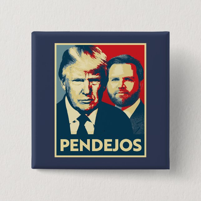 Chapa Cuadrada Anti Trump Vance - Pendejos (Anverso)