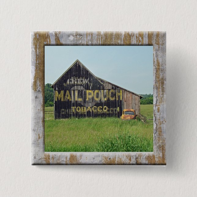 Chapa Cuadrada Antiguo Barn Mail Valija Publicidad de tabaco (Anverso)