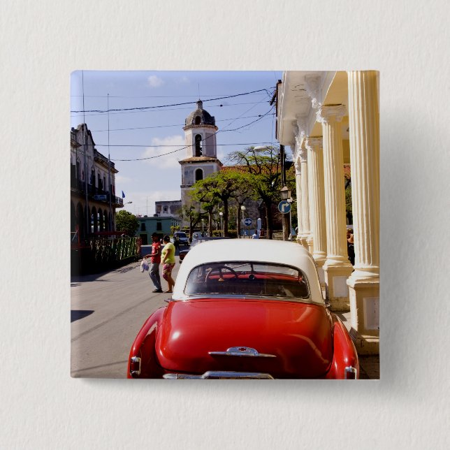 Chapa Cuadrada Antiguo clásico americano auto en Guanabacoa (Anverso)