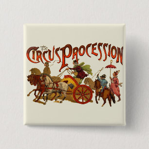 Chapa Cuadrada Antiguo desfile de circo serpentea caballos