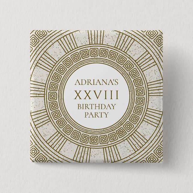 Chapa Cuadrada Antiguo partido de cumpleaños de Grecia con elemen (Anverso)