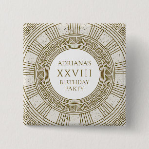 Chapa Cuadrada Antiguo partido de cumpleaños de Grecia con elemen