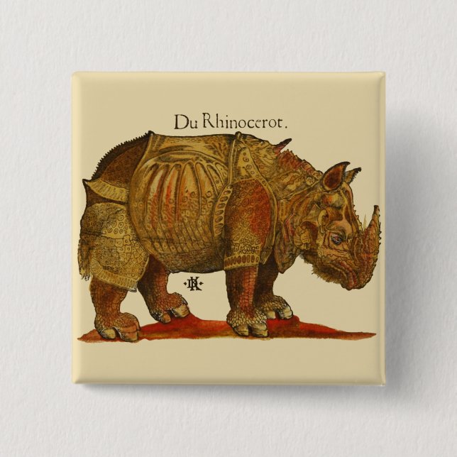 Chapa Cuadrada Antigüo rinoceronte durer (Anverso)