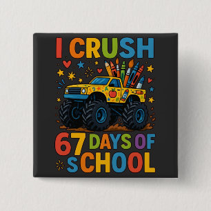 Chapa Cuadrada Aplasto 67 Días de Escuela Monster Truck Lindo.