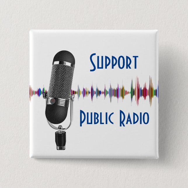 Chapa Cuadrada Apoyo a la radio pública (Anverso)